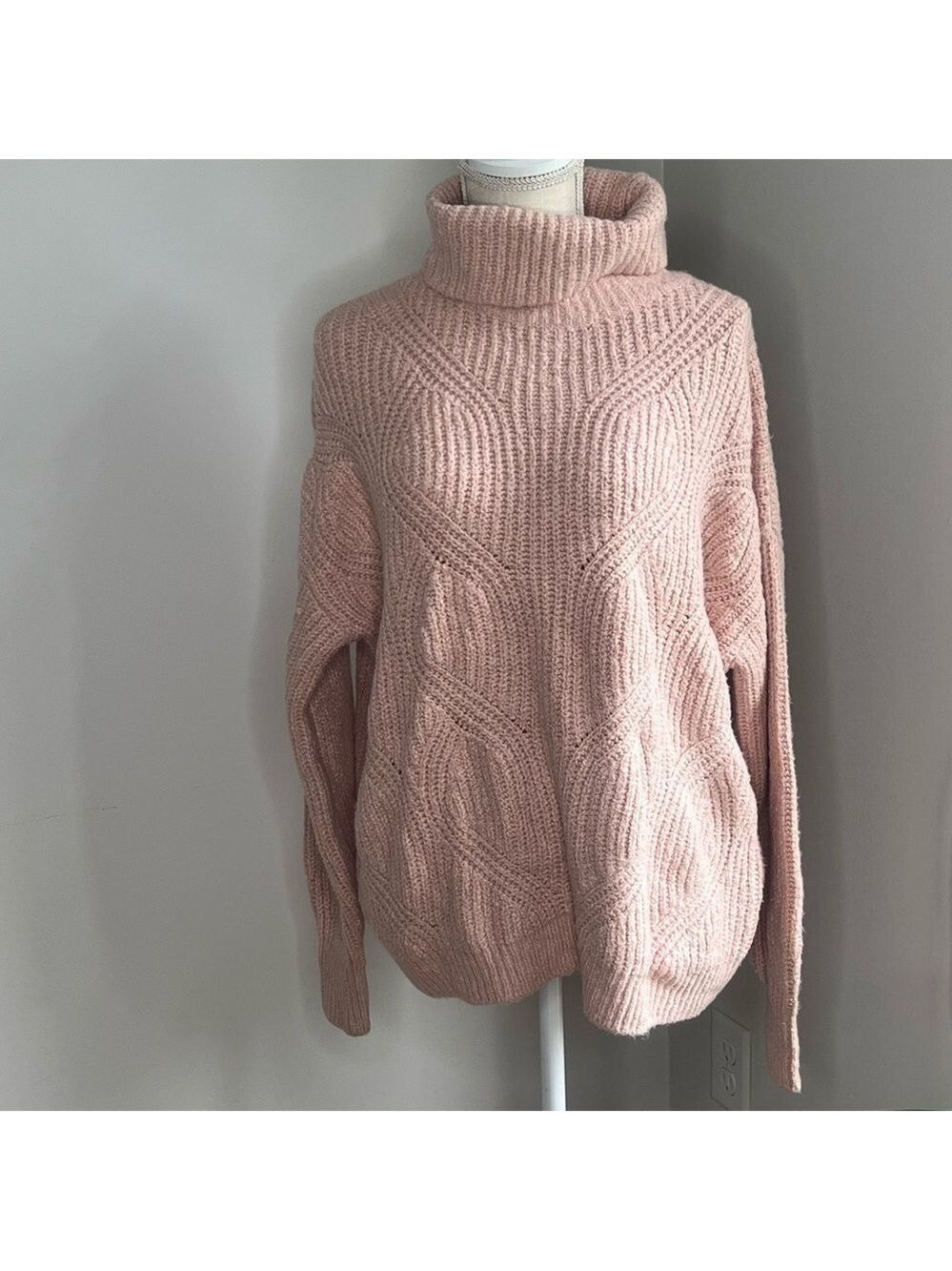 CASLON NEW Women’s Oversized Pink Pullover Cowl Neck Sweater Size L #S36